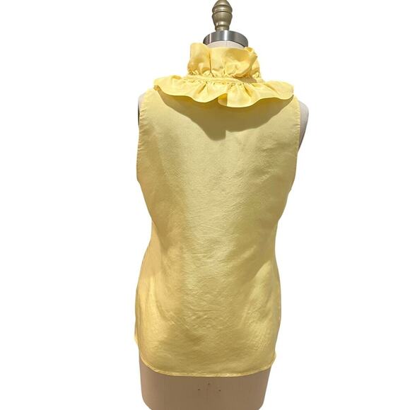 Kate Spade Yellow 100% Silk Sleeveless Top Blouse Ruffle Neck size 2 - Picture 3 of 11